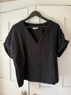 Universal Thread Black V-Neck Textured Cotton Tunic